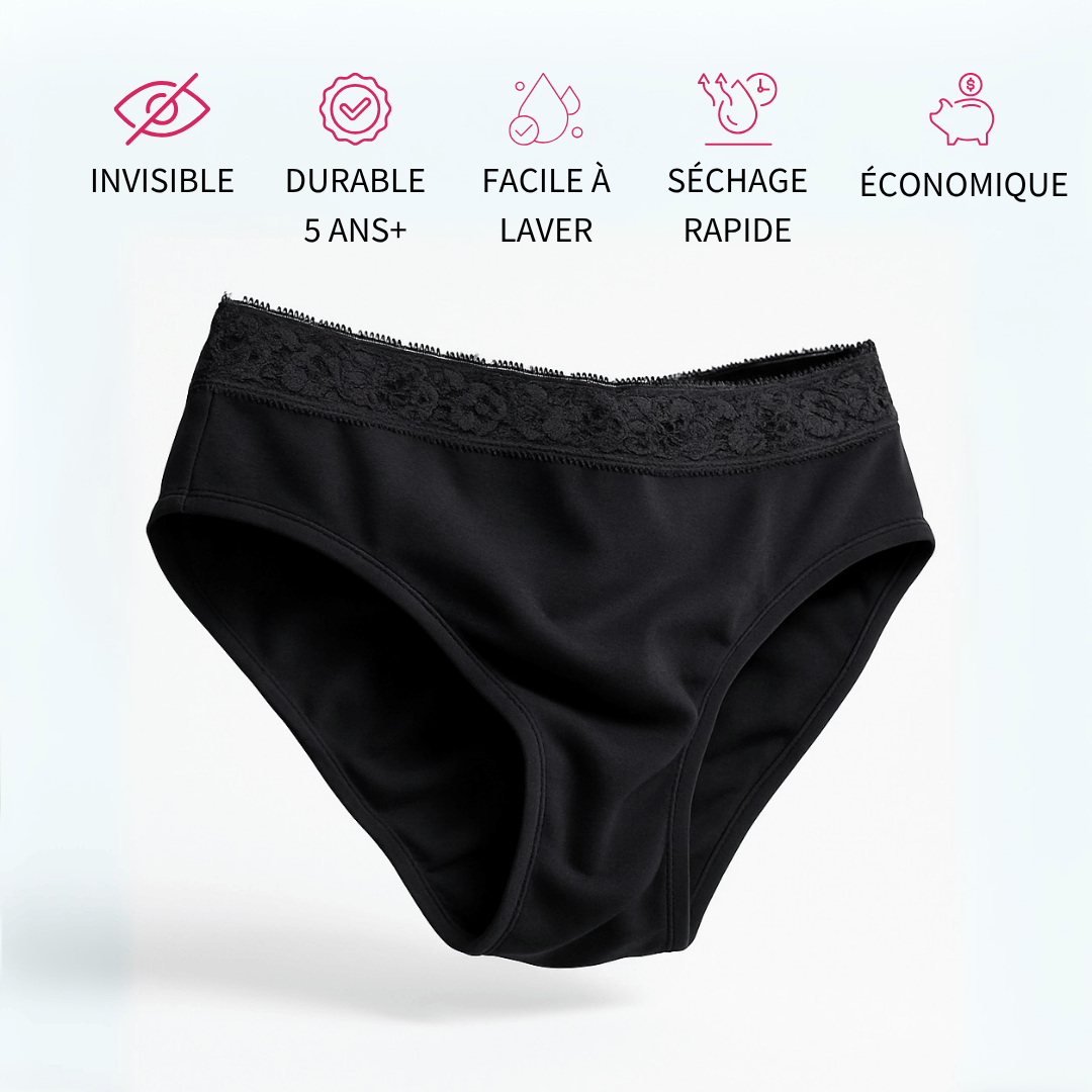 Pack of 3 bamboo lace menstrual panties: lasting comfort that moves with you