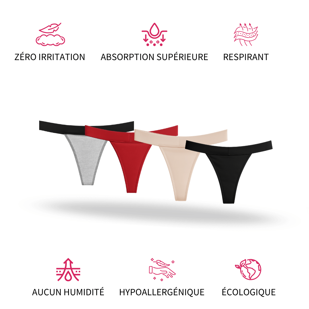 Pack of 3 bamboo menstrual thongs: lasting comfort that moves with you