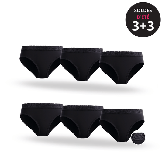 Pack of 3 bamboo lace menstrual panties: lasting comfort that moves with you