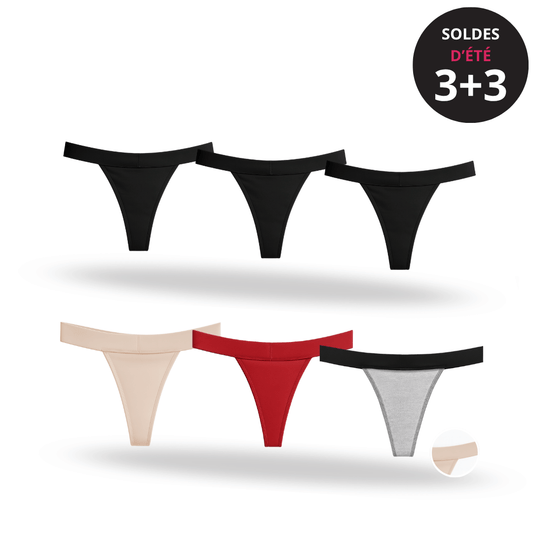 Pack of 3 bamboo menstrual thongs: lasting comfort that moves with you